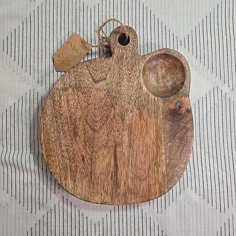 Wood Cutting Board Wooden Serving Acacia Handle Charcuterie Dipping Bowl India